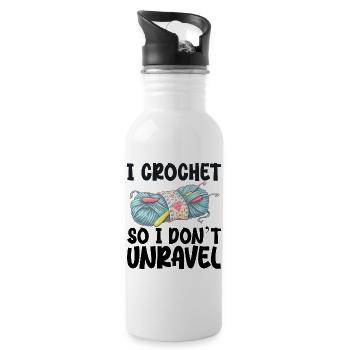 I Crochet So I Don't Unravel - Water bottle with straw - white - Right