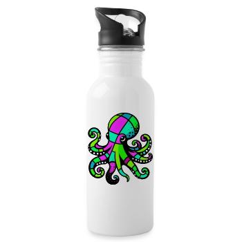 Octopus - Water bottle with straw - white - Right
