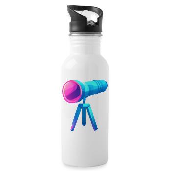 Flaches und farbenfrohes Teleskop-Design - Trinkflasche mit integriertem Trinkhalm - Weiß - Rechts