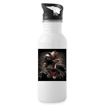 Singender Hund - Trinkflasche mit integriertem Trinkhalm - Weiß - Rechts
