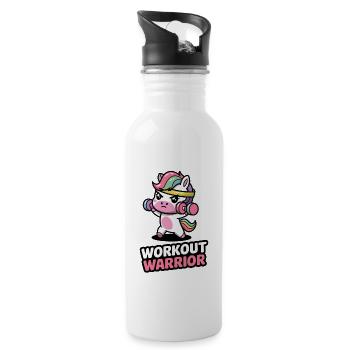 Workout Krieger - Trinkflasche mit integriertem Trinkhalm - Weiß - Rechts