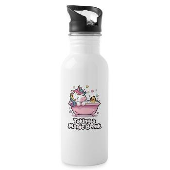 Taking A Magic Break - Water bottle with straw - white - Right