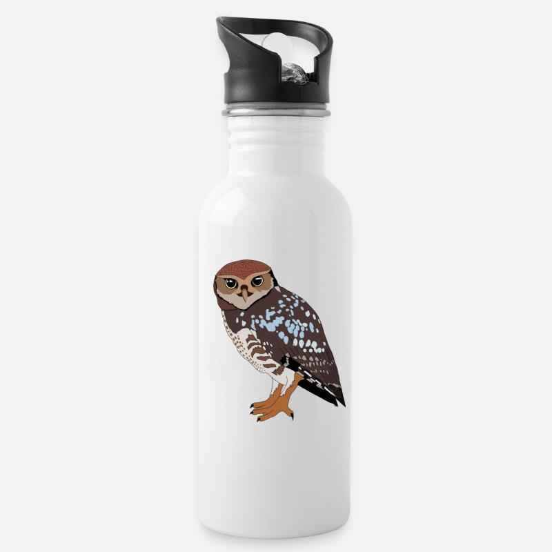 Hibou - Gourde avec paille intégrée - blanc