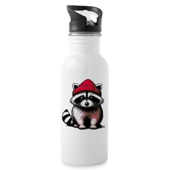 Raccoon - Water bottle with straw - white - Right