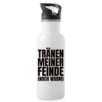 Tränen meiner Feinde (noch warm) - Trinkflasche mit integriertem Trinkhalm - Weiß - Rechts