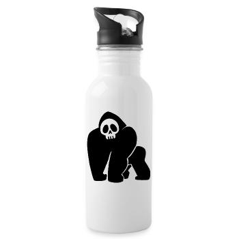 Crâne de gorille noir - Gourde avec paille intégrée - blanc - Droite