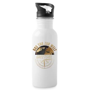 Das Tor zur Welt - Greetsiel - Trinkflasche mit integriertem Trinkhalm - Weiß - Rechts