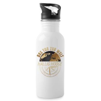 Das Tor zur Welt - Hallig Hooge - Trinkflasche mit integriertem Trinkhalm - Weiß - Rechts
