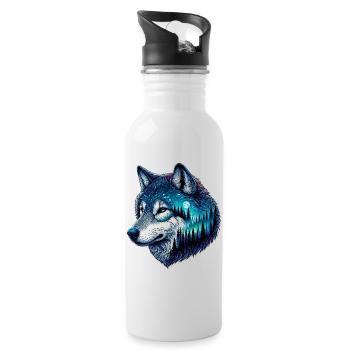 Wolf - Water bottle with straw - white - Right