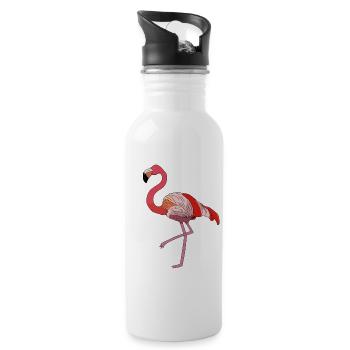 Flamingo - Water bottle with straw - white - Right