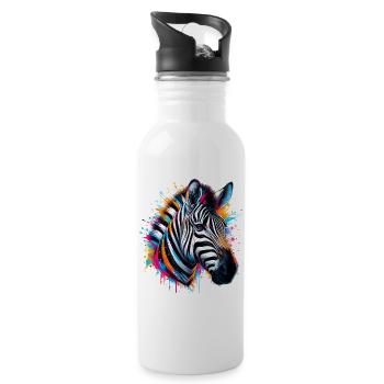 Zebra - Water bottle with straw - white - Right