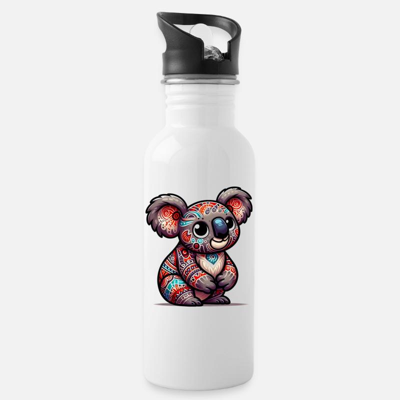 Koala - Trinkflasche mit integriertem Trinkhalm - Weiß