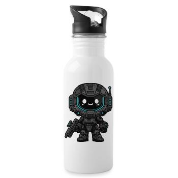kleiner süsser Robotersoldat - Trinkflasche mit integriertem Trinkhalm - Weiß - Rechts