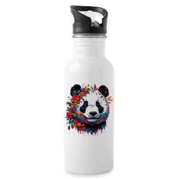 Panda - Trinkflasche mit integriertem Trinkhalm - Weiß - Rechts