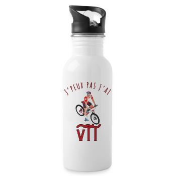 J’peux pas j’ai vtt - idée cadeau - Gourde avec paille intégrée - blanc - Droite