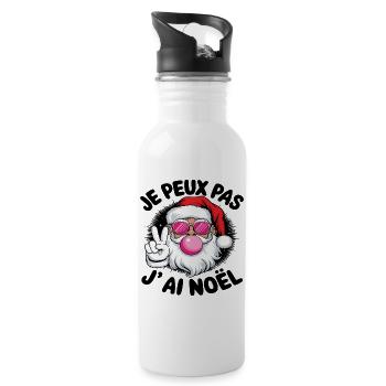 Je Peux Pas J’ Ai Noël Humour Père Noël Cadeau - Gourde avec paille intégrée - blanc - Droite