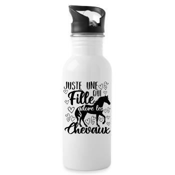 Juste Une Fille Qui Adore Les Chevaux Équitation - Gourde avec paille intégrée - blanc - Droite