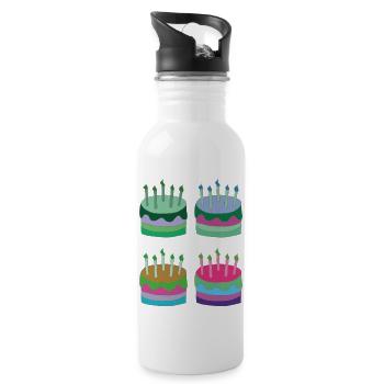 torten bunt - Trinkflasche mit integriertem Trinkhalm - Weiß - Rechts