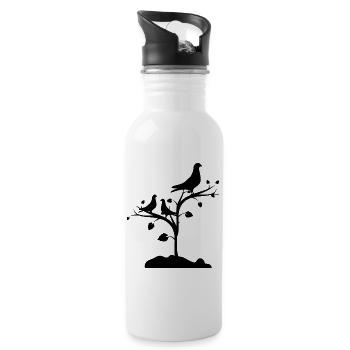 Tauben - Trinkflasche mit integriertem Trinkhalm - Weiß - Rechts