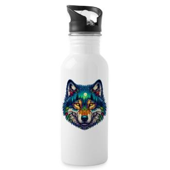 Wolf - Water bottle with straw - white - Right