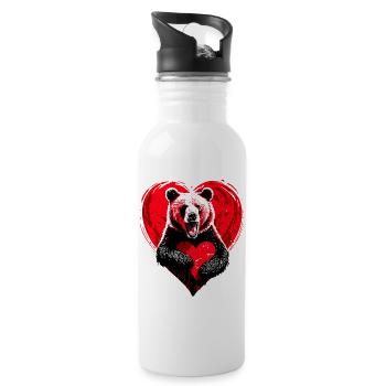 Bear – Heartfelt design for Father's Day - Water bottle with straw - white - Right