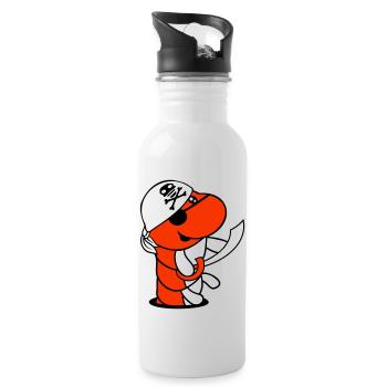 Raupe Loch Pirat Matrose Mütze Lustig Süß Comic - Trinkflasche mit integriertem Trinkhalm - Weiß - Rechts