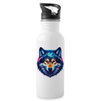 Wolf - Trinkflasche mit integriertem Trinkhalm - Weiß - Rechts