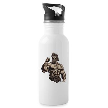 Bodybuilder Fitness Muskeln - Trinkflasche mit integriertem Trinkhalm - Weiß - Rechts