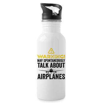Funny Airplane Tees Men Women Plane Aviation Pilot - Water bottle with straw - white - Right