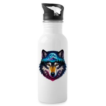 Wolf - Water bottle with straw - white - Right