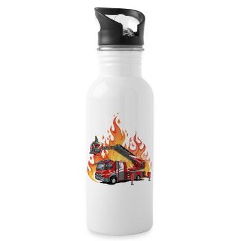Fire brigade and flames - Water bottle with straw - white - Right