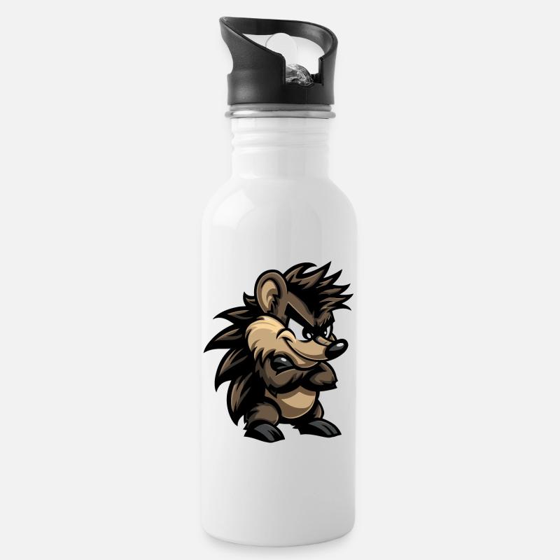 Hedgehog Comic - Water bottle with straw - white