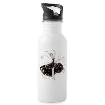 Die Tänzerin des Abends. - Trinkflasche mit integriertem Trinkhalm - Weiß - Rechts
