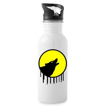 wolf full moon - Water bottle with straw - white - Right