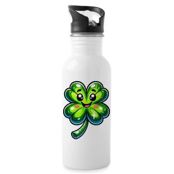 kleeblatt - Trinkflasche mit integriertem Trinkhalm - Weiß - Rechts