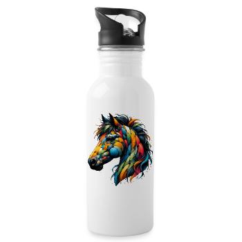 Cheval - Gourde avec paille intégrée - blanc - Droite