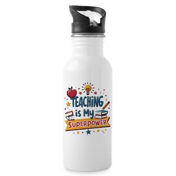Teaching is My Superpower - Water bottle with straw - white - Right