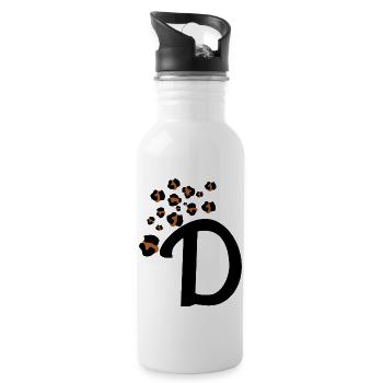 Buchstabe d Leopardenmuster - Trinkflasche mit integriertem Trinkhalm - Weiß - Rechts