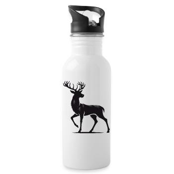 Sublime deer in silhouette style - Water bottle with straw - white - Right