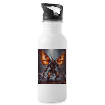 Mutant Monster halb Mensch halb Insekt Horror Motte - Trinkflasche mit integriertem Trinkhalm - Weiß - Rechts