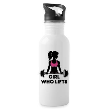 Bodybuilder Gym Girl Barre Puissance Beauté - Gourde avec paille intégrée - blanc - Droite