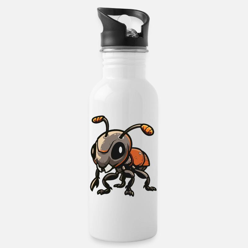 Ant Comic - Water bottle with straw - white