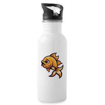 Bande dessinée Poisson Rouge - Gourde avec paille intégrée - blanc - Droite