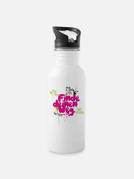 Finde deinen weg - Trinkflasche mit integriertem Trinkhalm - Weiß