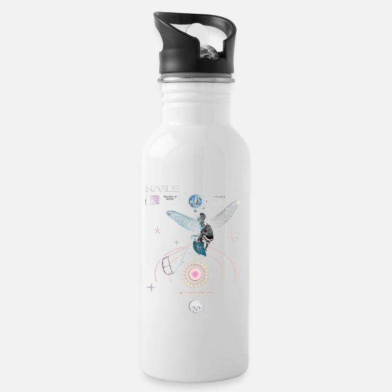 Kitesurfer Ikarus - Trinkflasche mit integriertem Trinkhalm - Weiß