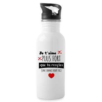 Je t'aime plus fort Cadeau Saint Valentin - Gourde avec paille intégrée - blanc - Droite