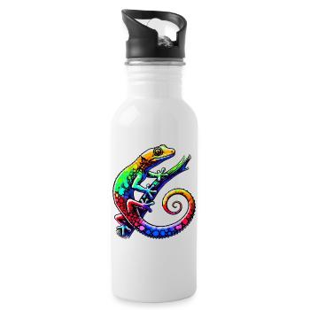 Gecko - Trinkflasche mit integriertem Trinkhalm - Weiß - Rechts