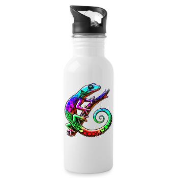 Gecko - Trinkflasche mit integriertem Trinkhalm - Weiß - Rechts