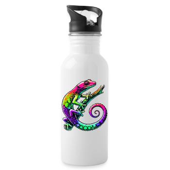 Gecko - Trinkflasche mit integriertem Trinkhalm - Weiß - Rechts