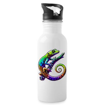 Gecko - Trinkflasche mit integriertem Trinkhalm - Weiß - Rechts